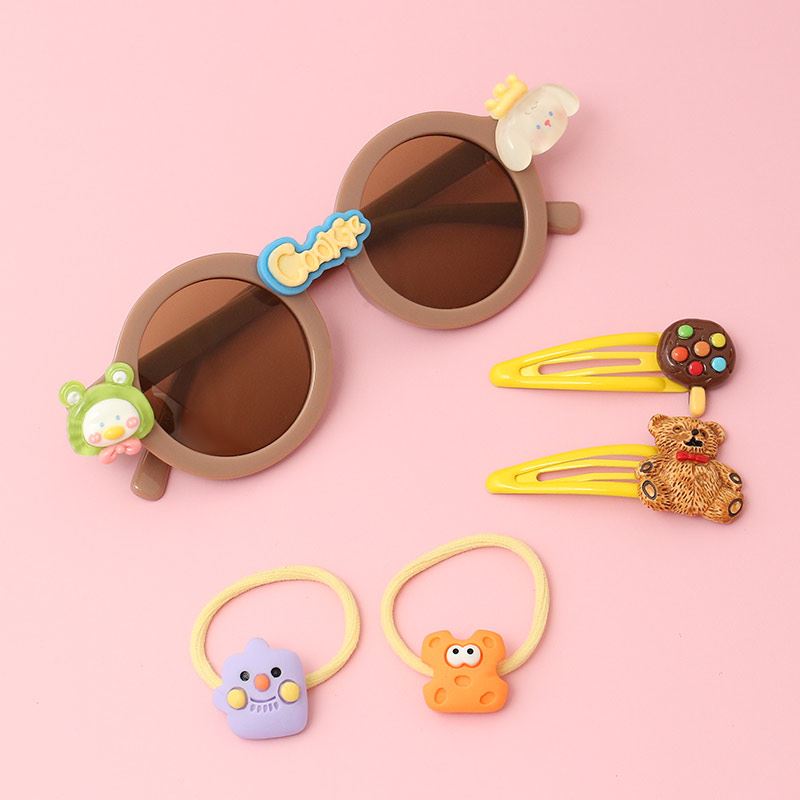 Mắt kính kèm cột tóc, kẹp tóc vàng bé gái HappyTime 516327 2