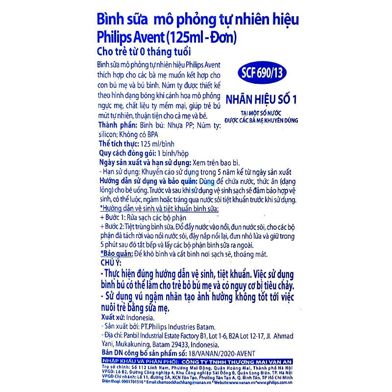 Bình sữa nhựa PP Philips Avent SCF039/17 cổ rộng 60 ml (0 - 1 tháng) 15