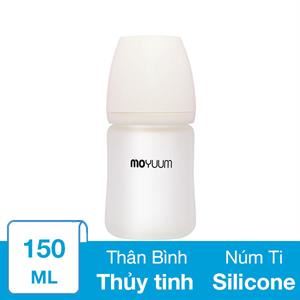 Bình Sữa Thủy Tinh Tráng Silicone Moyuum Cổ Rộng 150 Ml (0 - 2 Tháng)