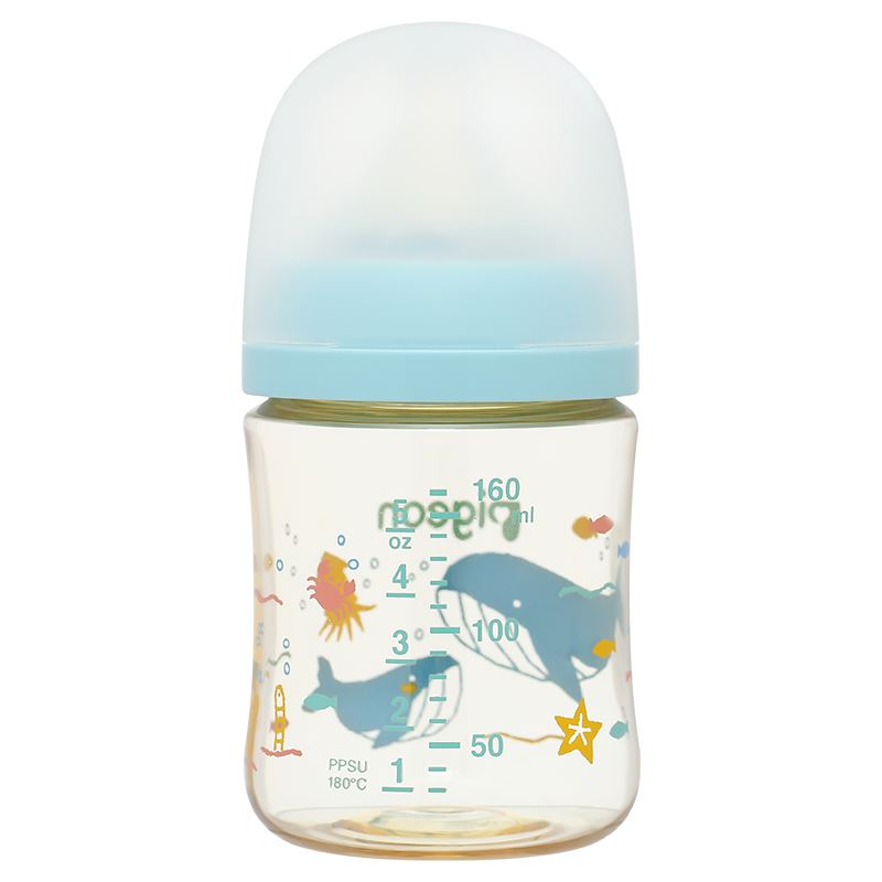 Bình sữa nhựa PPSU Pigeon Softouch Baby-Friendly World 160 ml - Hình đại dương (0 - 3 tháng)