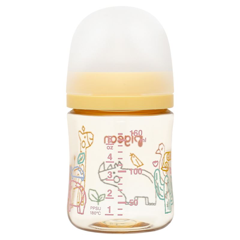 Bình sữa nhựa PPSU Pigeon Softouch Baby-Friendly World cổ rộng 160 ml - Hình thú (0 - 3 tháng)