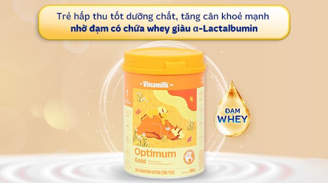 Sữa bột Optimum Gold số 1 800g (0 - 6 tháng) - Sữa bột Optimum chứa thành phần đạm whey giàu α-Lactalbumin giúp bé tăng cân khỏe mạnh