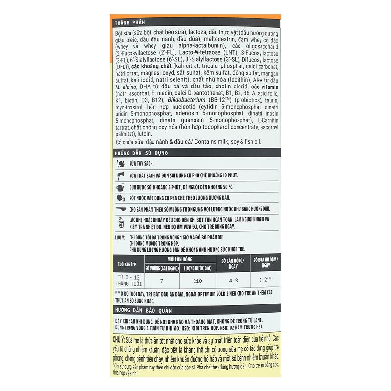 Sữa bột Optimum Gold số 2 800g (6 - 12 tháng) - Giao bao bì ngẫu nhiên 9