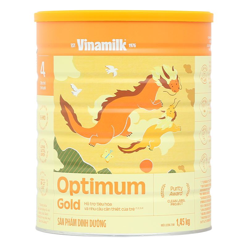 Combo 2 sữa bột Optimum Gold số 4 hương vani 1.45 kg (2 - 6 tuổi) - Giao bao bì ngẫu nhiên 15
