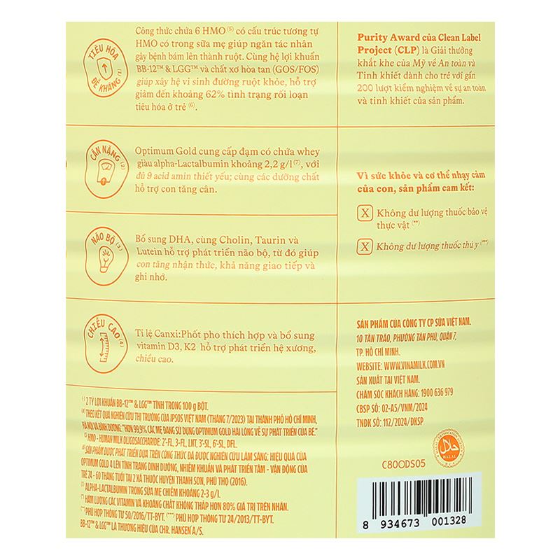 Combo 2 sữa bột Optimum Gold số 4 hương vani 1.45 kg (2 - 6 tuổi) - Giao bao bì ngẫu nhiên 20