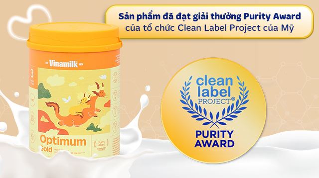 Sữa bột Optimum Gold số 3 850g (1 - 2 tuổi) - Sữa bột Optimum Gold số 3 đã đạt giải thưởng Purity Award của tổ chức Clean Label Project tại Mỹ