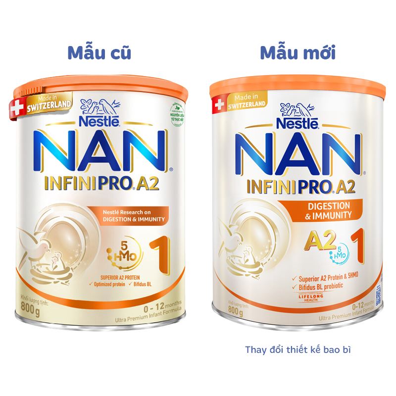 Sữa bột NAN InfiniPro A2 số 1 (đạm quý A2) 800g (0 - 12 tháng) - Giao bao bì ngẫu nhiên 2