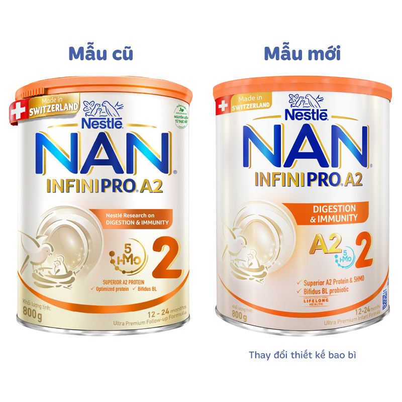 Sữa bột NAN InfiniPro A2 số 2 (đạm quý A2) 400g (1 - 2 tuổi) - Giao bao bì ngẫu nhiên 12