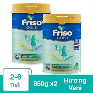 Combo 2 Hộp Sữa Bột Friso Gold Số 4 Hương Vani 850G (2 - 6 Tuổi)