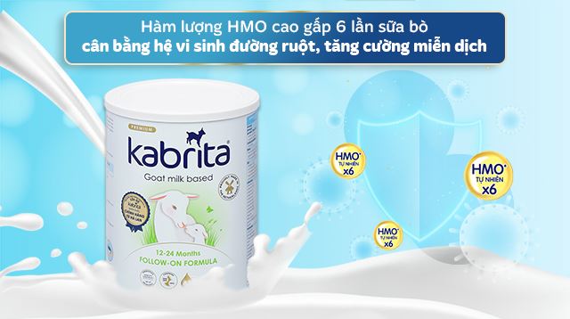 Hàm lượng HMO cao gấp 6 lần sữa bò