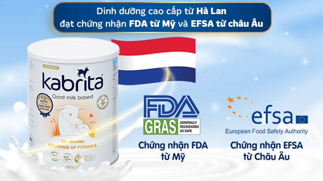 Sữa bột Kabrita là sản phẩm cao cấp từ Hà Lan đạt chứng nhận quốc tế