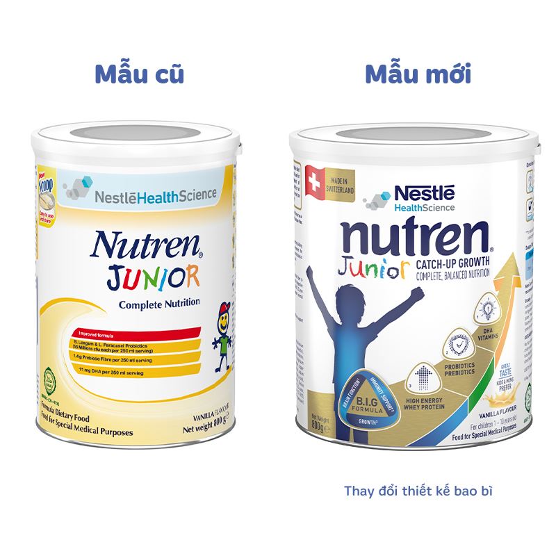 Sữa bột Nutren Junior hương vani 400g (1 - 10 tuổi) - Giao bao bì ngẫu nhiên 9