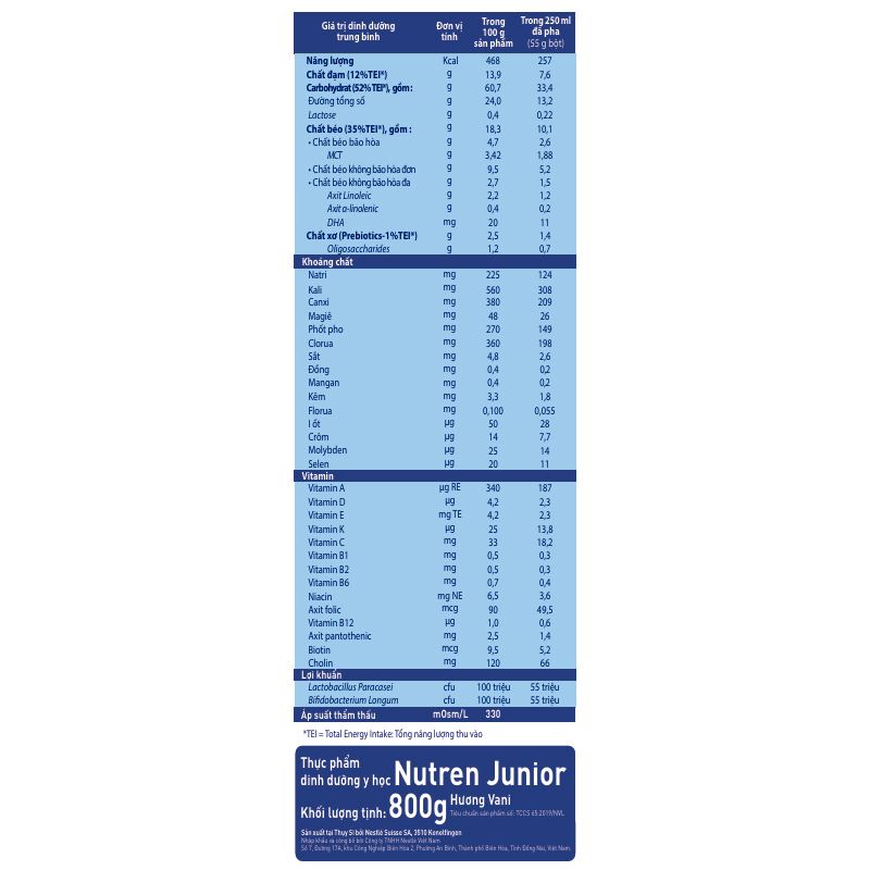 Sữa bột Nutren Junior hương vani 400g (1 - 10 tuổi) - Giao bao bì ngẫu nhiên 14
