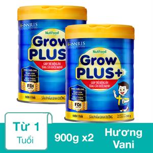 Combo 2 Hộp Sữa Bột Nutifood Growplus+ Xanh Hương Vani 900G (Từ 1 Tuổi) Giúp Tăng Cân