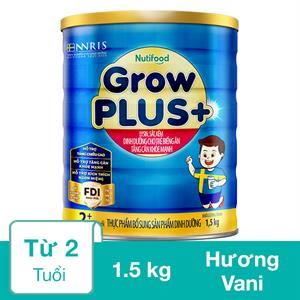 Sữa Bột Nutifood Growplus+ Xanh 2+ Hương Vani 1.5 Kg (Từ 2 Tuổi) Giúp Tăng Cân