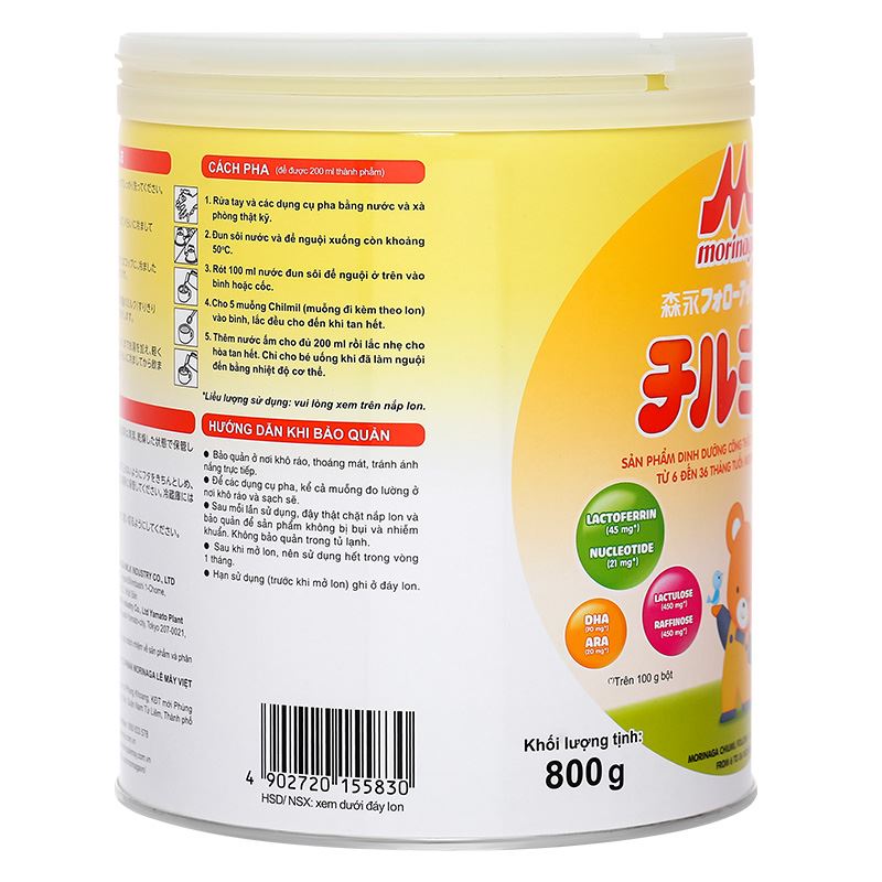 Sữa bột Morinaga Chilmil số 2 800g (6 - 36 tháng) (mẫu mới) 5