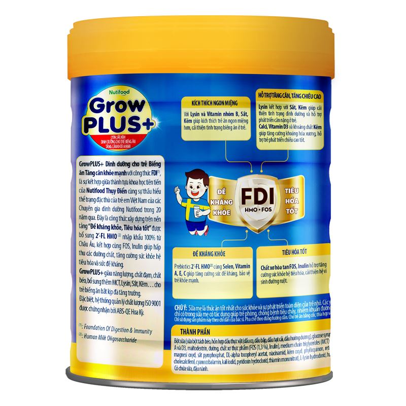 Sữa bột Nutifood GrowPLUS+ xanh 1+ hương vani 1.5 kg (1 - 2 tuổi) giúp tăng cân 10