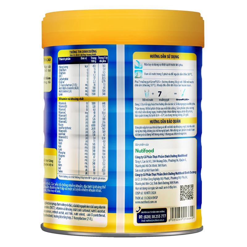Sữa bột Nutifood GrowPLUS+ xanh 1+ hương vani 1.5 kg (1 - 2 tuổi) giúp tăng cân 12