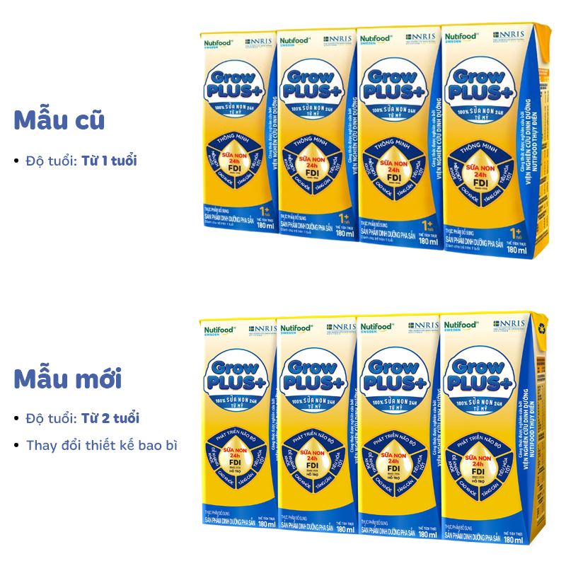 Thùng 48 hộp sữa non pha sẵn Nutifood GrowPLUS+ vàng hương vani 180 ml (từ 2 tuổi) 14