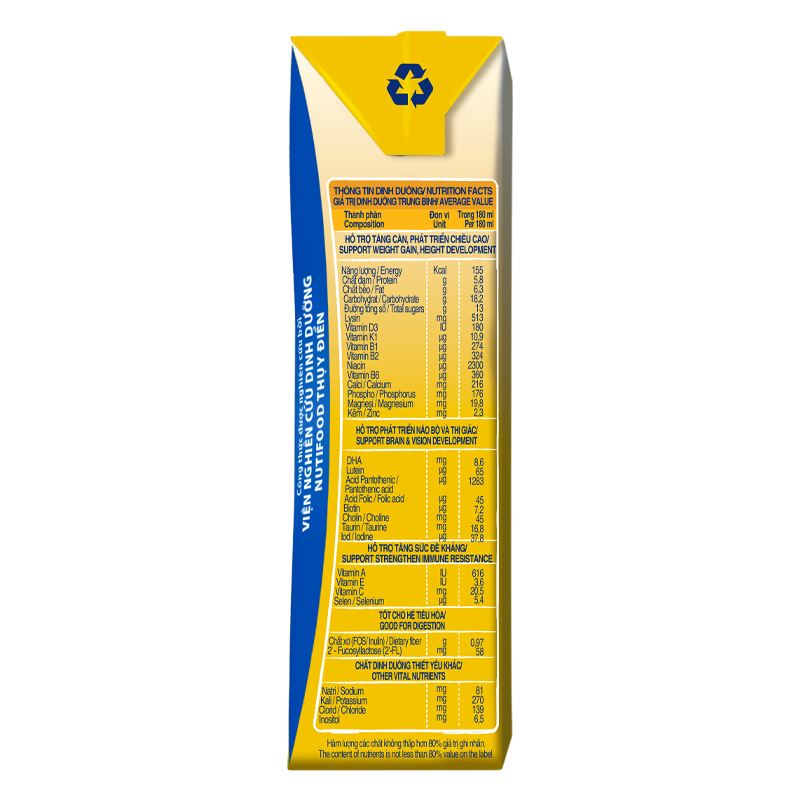 Thùng 48 hộp sữa non pha sẵn Nutifood GrowPLUS+ vàng hương vani 180 ml (từ 2 tuổi) 19