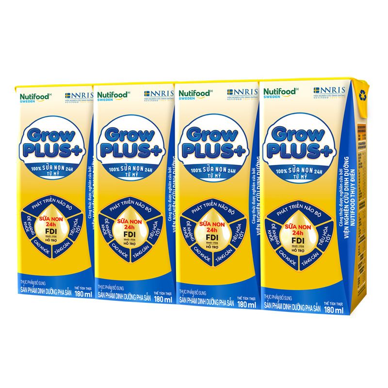 Thùng 48 hộp sữa non pha sẵn Nutifood GrowPLUS+ vàng hương vani 180 ml (từ 2 tuổi) 5
