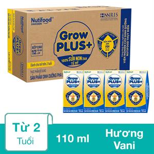 Thùng 48 Hộp Sữa Non Pha Sẵn Nutifood Growplus+ Vàng Hương Vani 110 Ml (Từ 2 Tuổi)