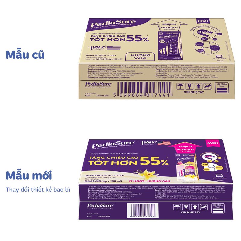Thùng 48 hộp sữa pha sẵn Abbott PediaSure hương vani 180 ml (1 - 10 tuổi) - Giao bao bì ngẫu nhiên 2