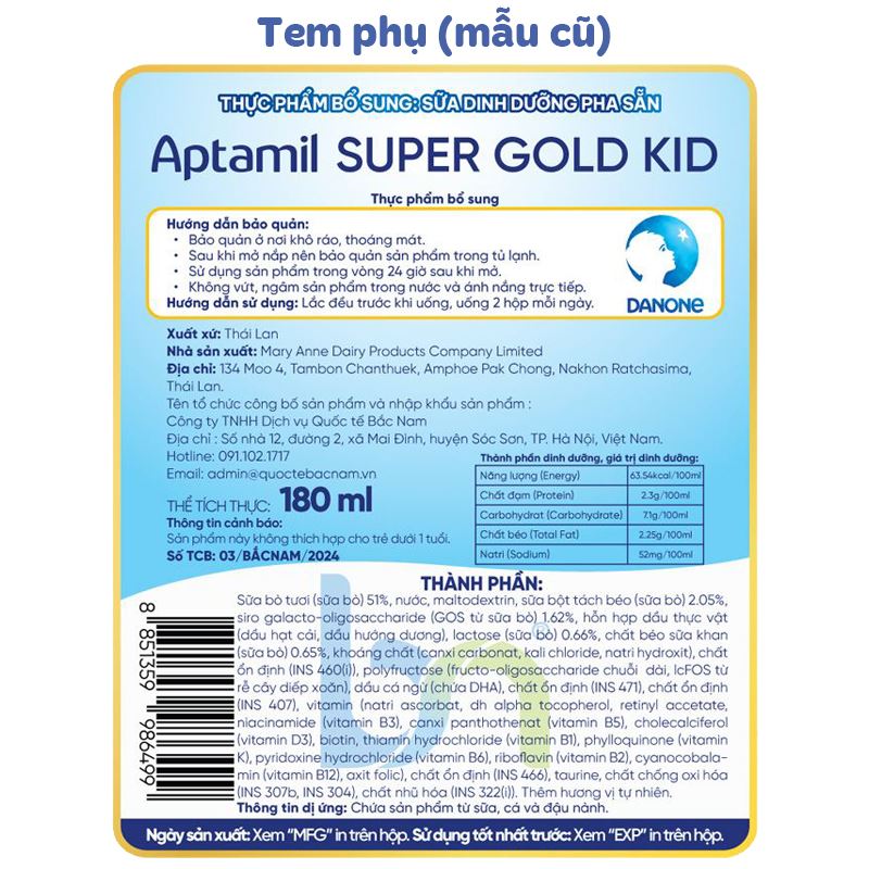 Lốc 3 hộp sữa pha sẵn Aptamil Super Gold Kid 180 ml (từ 1 tuổi) - Giao bao bì ngẫu nhiên 22