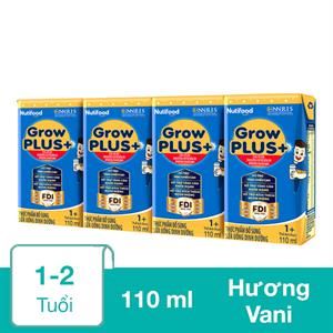 Lốc 4 Hộp Sữa Pha Sẵn Nutifood Growplus+ Xanh 1+ Hương Vani 110 Ml Cho Trẻ Biếng Ăn (1 - 2 Tuổi)