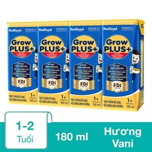 Lốc 4 Hộp Sữa Pha Sẵn Nutifood Growplus+ 1+ Xanh Hương Vani 180 Ml Cho Trẻ Biếng Ăn (1 - 2 Tuổi)