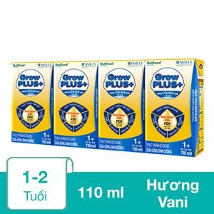 Lốc 4 Hộp Sữa Non Pha Sẵn Nutifood Growplus+ Vàng 1+ Hương Vani 110 Ml (1 - 2 Tuổi)