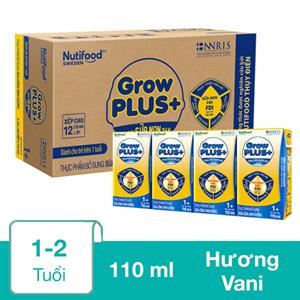 Thùng 48 Hộp Sữa Non Pha Sẵn Nutifood Growplus+ Vàng 1+ Hương Vani 110 Ml (1 - 2 Tuổi)