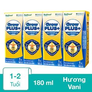 Lốc 4 Hộp Sữa Non Pha Sẵn Nutifood Growplus+ Vàng 1+ Hương Vani 180 Ml (1 - 2 Tuổi)