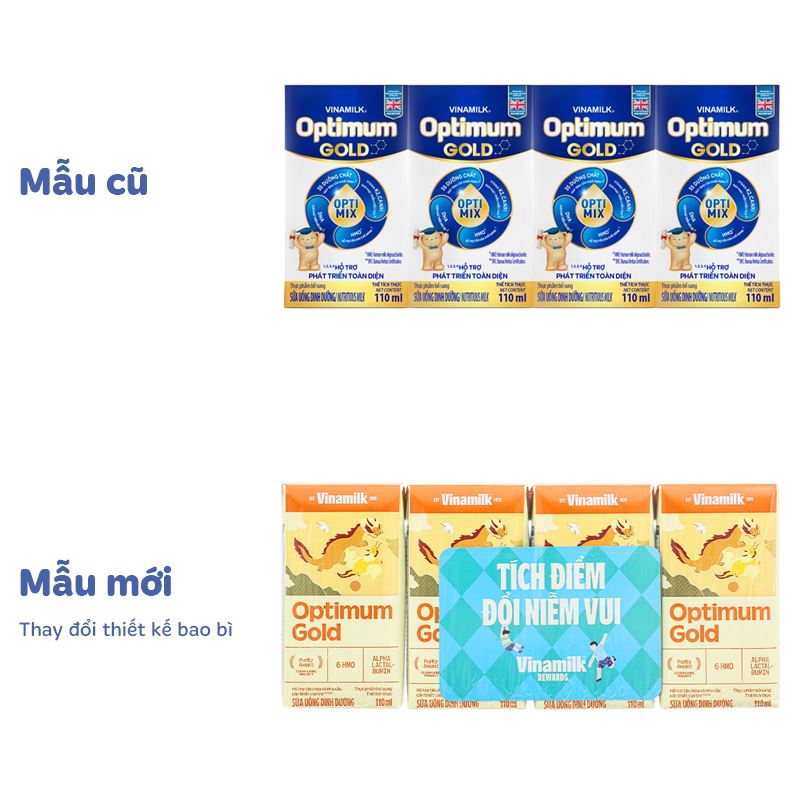 Lốc 4 hộp sữa pha sẵn Optimum Gold 110 ml (từ 1 tuổi) - Giao bao bì ngẫu nhiên 2