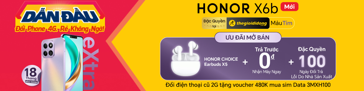 Honor X6b 6gb/128gb Tím - Chính Hãng, Giá Tốt, Có Trả Góp