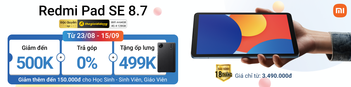 Xiaomi Redmi Pad Se 8.7 Wifi 4gb/64gb - Chính Hãng, Giá Rẻ, Có Trả Góp