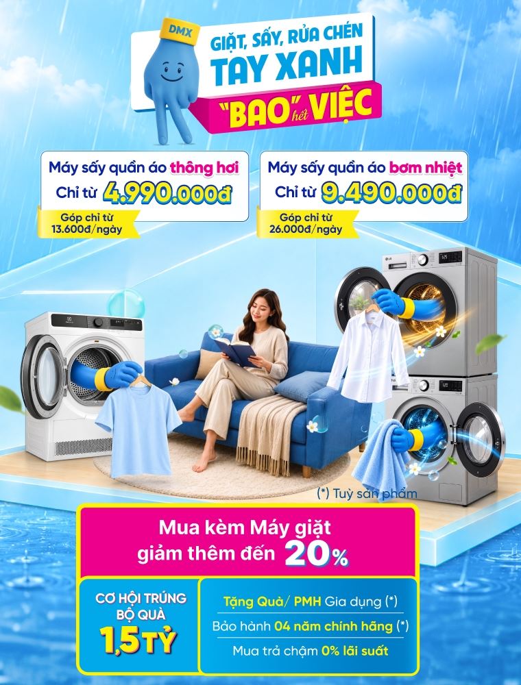 Thách thức mùa mưa - Giặt sấy khô nhanh