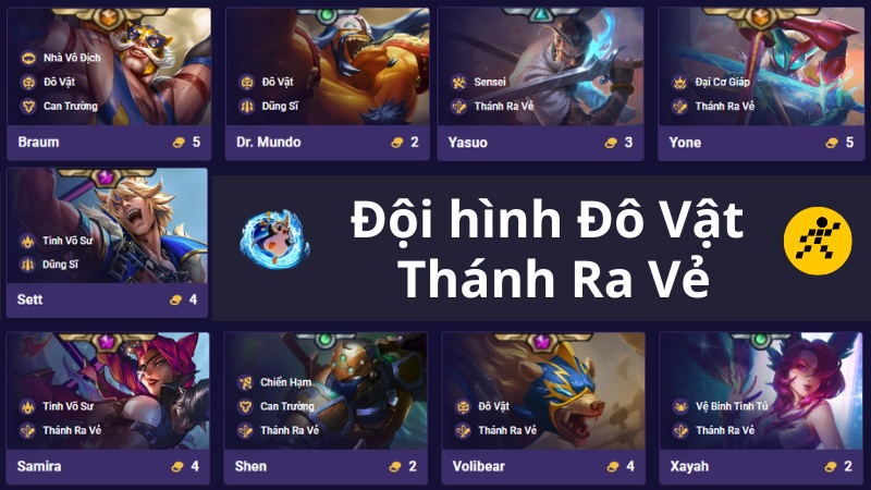 Cách chơi đội hình Đô Vật Thánh Ra Vẻ DTCL mùa 15 K.O Đại Chiến Anh Hùng