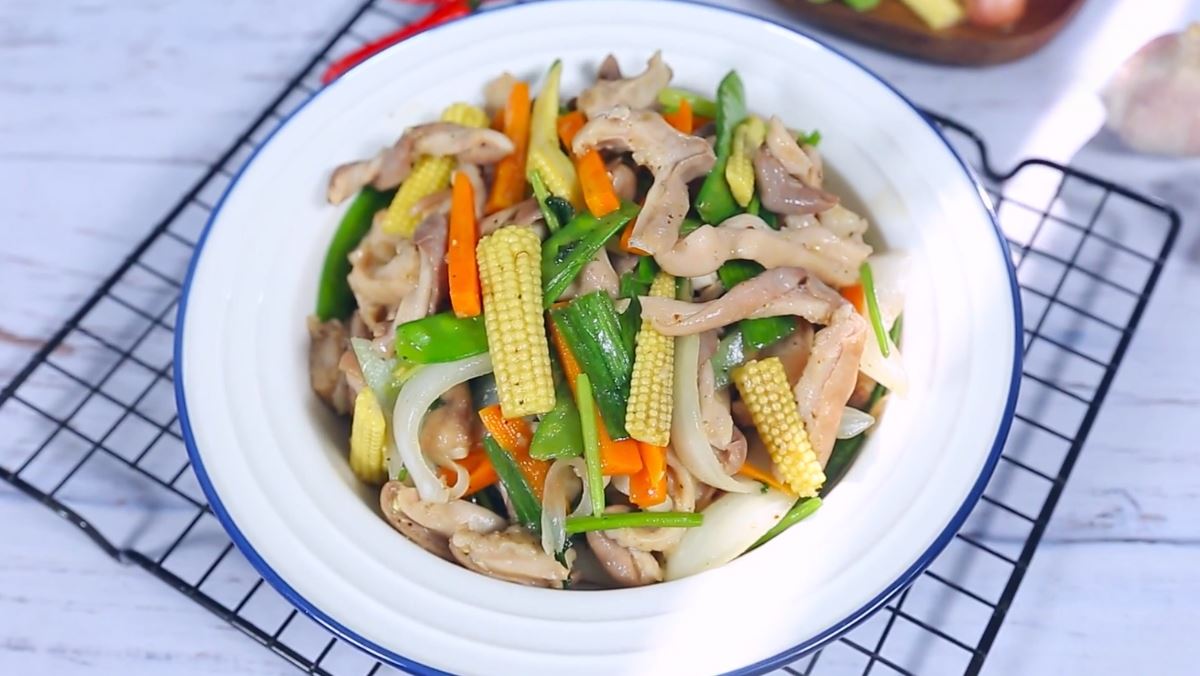 Cách làm bao tử xào thập cẩm