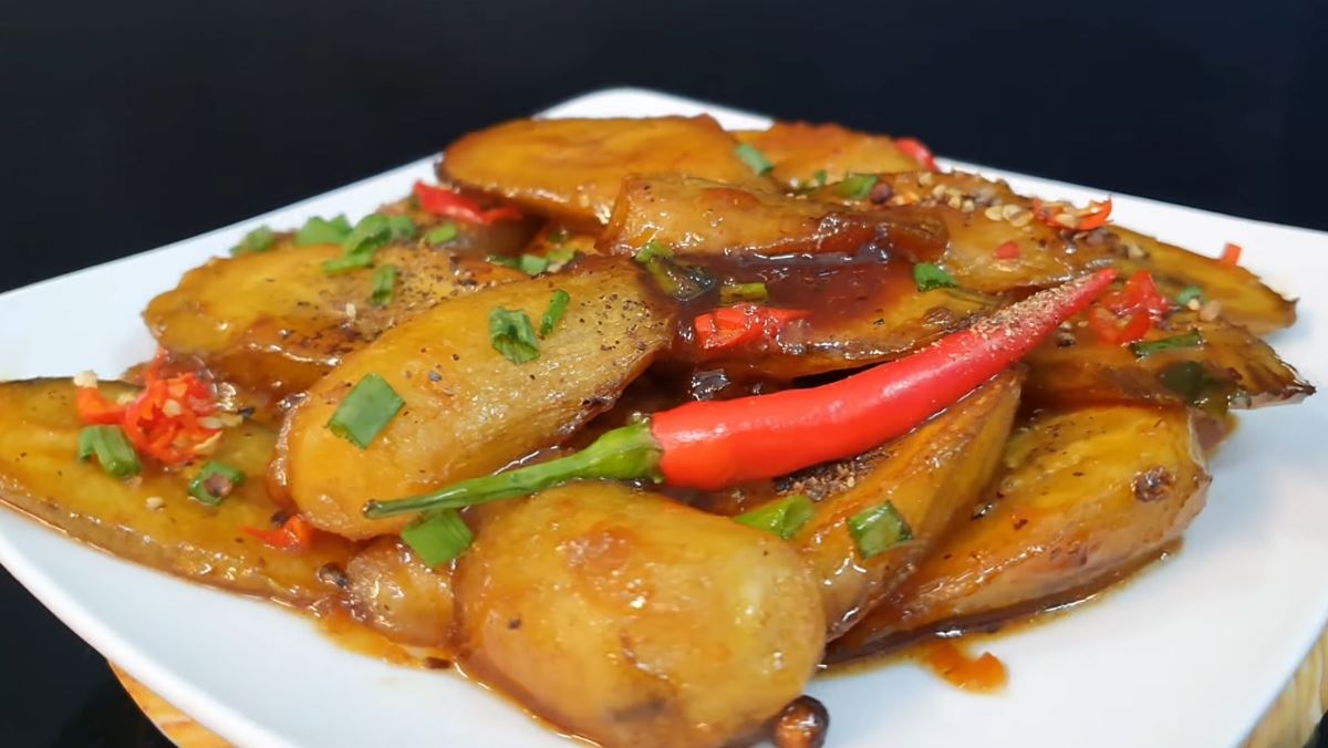 chuối xanh kho chay