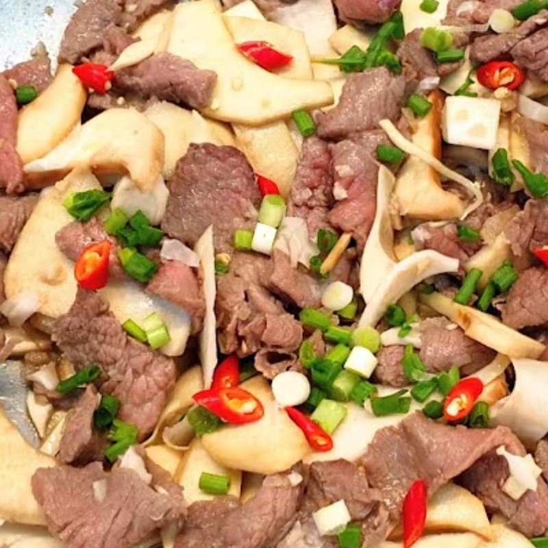 Cách làm củ hũ dừa xào thịt bò giòn ngon hấp dẫn đậm đà bằng chảo nhôm lớn