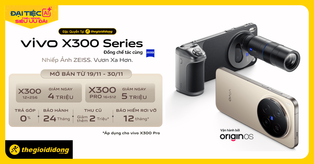 Mua vivo X300 giảm đến 5 triệu, trả chậm 0% lãi suất