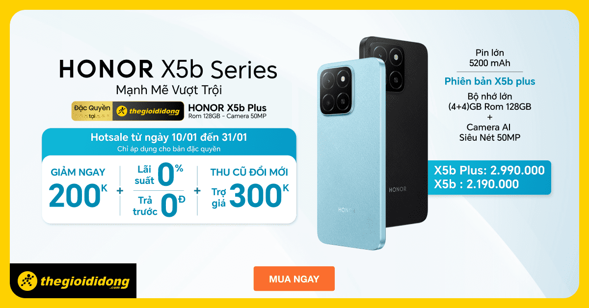 Honor X5b PLus giá tốt, giảm ngay 200K, trả chậm 0% lãi suất