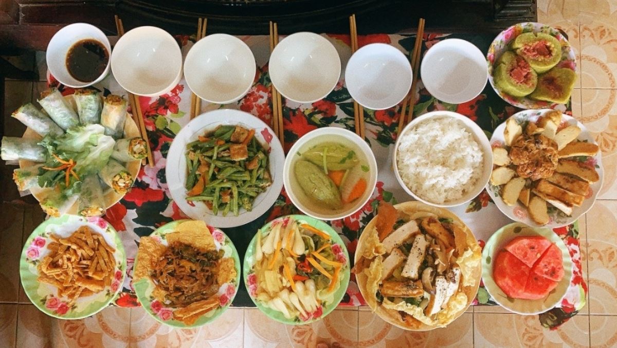 mâm cúng chay đơn giản