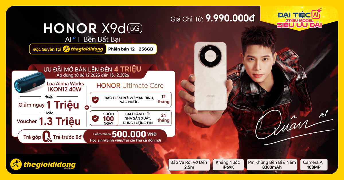 Honor X9d 5G 12GB/256GB giá tốt, tặng phiếu mua hàng 1tr3