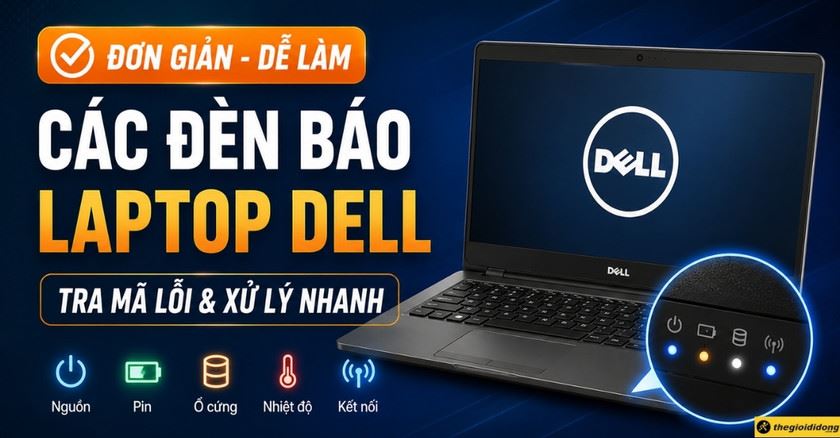 Các đèn báo trên laptop Dell: Cách tra mã lỗi và xử lý nhanh