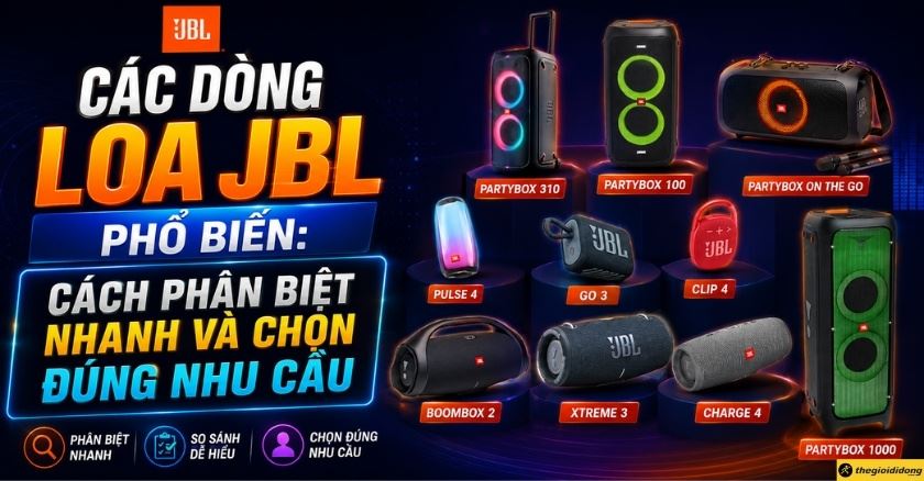 Các dòng loa JBL phổ biến: Cách phân biệt nhanh và chọn đúng nhu cầu