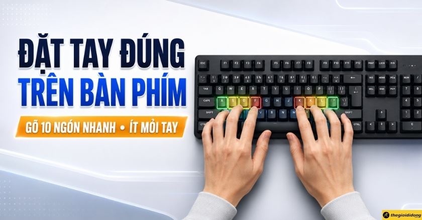 Cách đặt tay trên bàn phím đúng để gõ 10 ngón nhanh và ít mỏi tay hơn