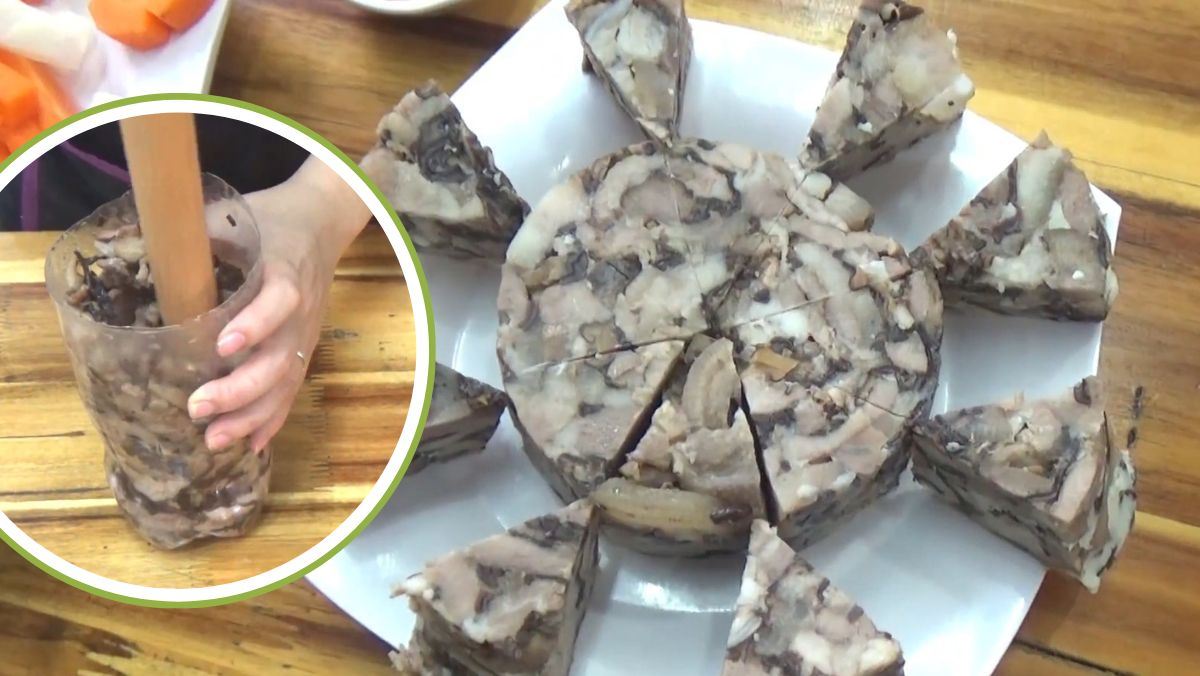 Giò xào bằng chai nhựa