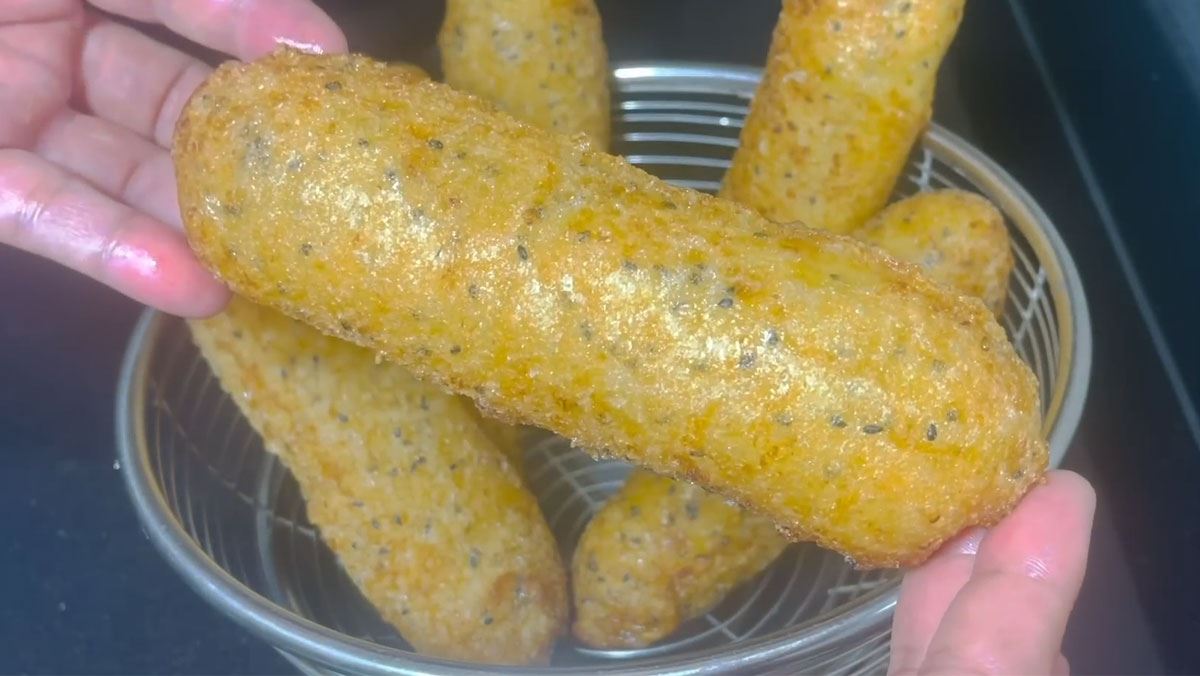 cách làm chuối chiên phồng rỗng ruột